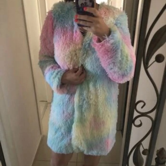 Faux fur tie dye coat - Picture 4 of 6